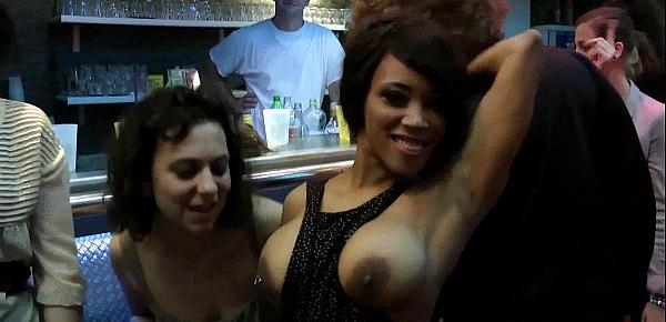 Bi club bitches having public sex orgy